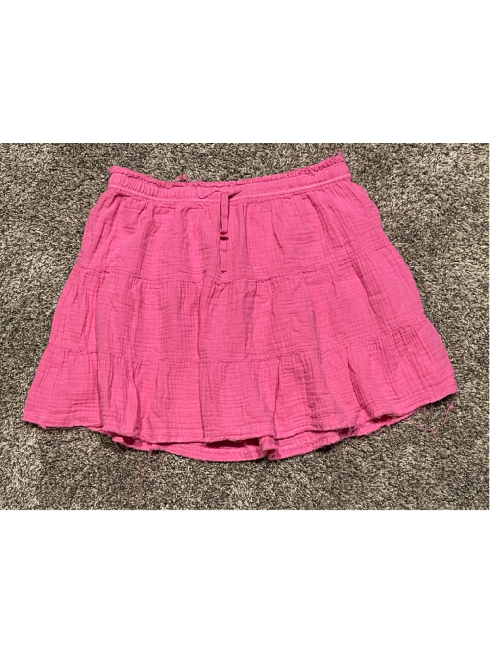 Aerie Raw Hem and Waistband Gauze Mini Skirt, Pink, Size Large
